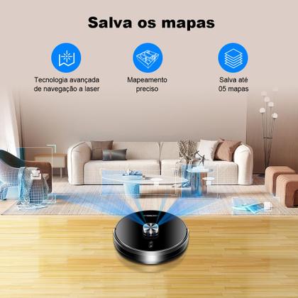 Imagem de Robô Aspirador Liectroux XR500 Pro  Aspira e Passa Pano em Simultâneo, Com Aplicativo, Bivolt, Mapeamento Inteligente e Salva os Mapas