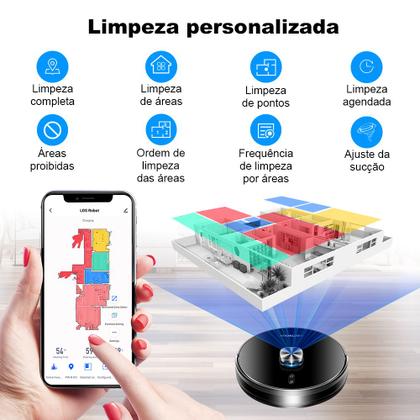 Imagem de Robô Aspirador Liectroux XR500 Pro  Aspira e Passa Pano em Simultâneo, Com Aplicativo, Bivolt, Mapeamento Inteligente e Salva os Mapas