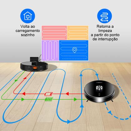 Imagem de Robô Aspirador Liectroux XR500 Pro  Aspira e Passa Pano em Simultâneo, Com Aplicativo, Bivolt, Mapeamento Inteligente e Salva os Mapas