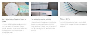 Imagem de Robô Aspirador Positivo PRA500 WiFi Varre Aspira e Passa Pano Bivolt Branco Acompanha Reservatório de Água