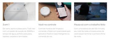 Imagem de Robô Aspirador Positivo PRA500 WiFi Varre Aspira e Passa Pano Bivolt Branco Acompanha Reservatório de Água
