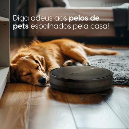 Imagem de Robô Aspirador Ropo Smart Pet + Estação Autolimpante 3 em 1 Google, Alexa, Controle por App Preto - 127v