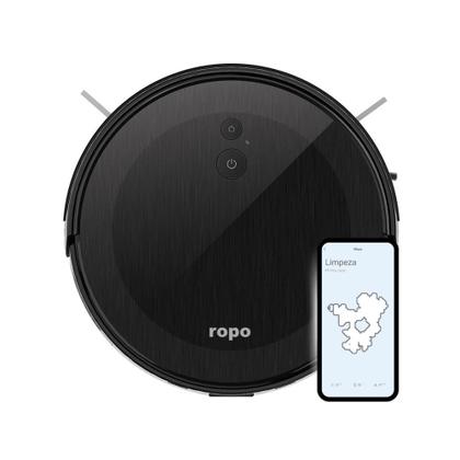 Imagem de Robô Aspirador Ropo Smart Pet + Estação Autolimpante 3 em 1 Google, Alexa, Controle por App Preto - 127v