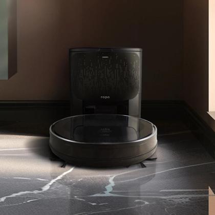 Imagem de Robô Aspirador Ropo Smart Pet + Estação Autolimpante 3 em 1 Google, Alexa, Controle por App Preto - 127v