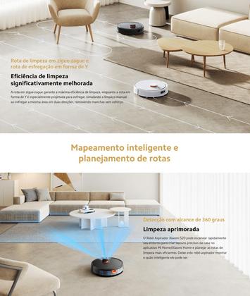 Imagem de Robô Aspirador Xiaomi S20 Limpeza Inteligente 5000 pA assistente de voz conecta com alexa