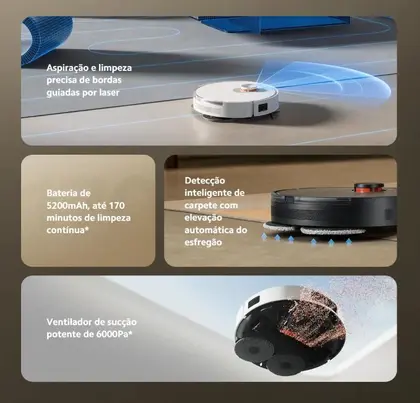 Imagem de Robô Aspirador Xiaomi S20 Plus App Wifi conecta com alexa Mapeamento Inteligente 6000 pA assistente de voz 5200mAh