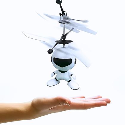 Imagem de Robo Branco Brinquedo Voador Sensor De Mão Com Luz - Castela