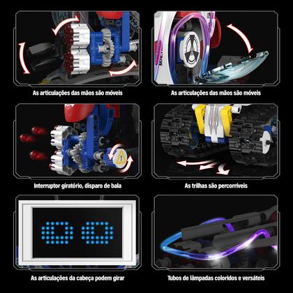 Imagem de Robô de Brinquedo Controle Remoto Robótica 5 em 1 603 peças Transformes Bloco de Montar Puzzle Monte e Desmonte Kit Completo
