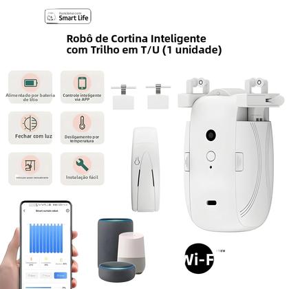 Imagem de Robô De Cortina Inteligente Com Controle Por Voz WiFi, Alexa, Google E Siri, Capacidade De Carga De