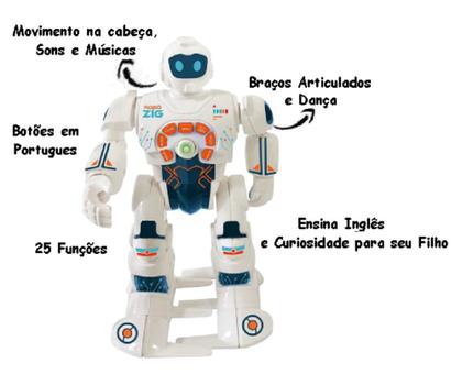Robô Inteligente Educativo Zig Anda Ensina Inglês 25 Funções