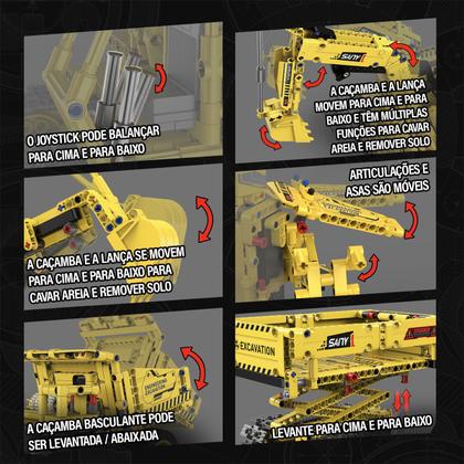 Imagem de Robô Monta e Desmonta Controle Remoto 555 peças 5 em 1 Bloco de Montar Trator Escavador Caminhão Kit Bloco de Construção