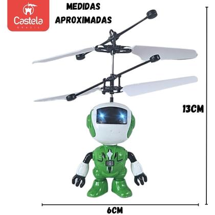 Imagem de Robozinho Verde Brinquedo Voador Sensor De Mão Luz - Castela