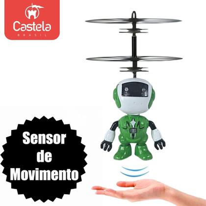 Imagem de Robozinho Verde Brinquedo Voador Sensor De Mão Luz - Castela