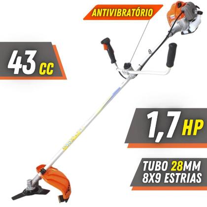 Imagem de Roçadeira 6 Em 1 À Gasolina Vulcan VR430P Alta Performance 43cc 1,7HP 10.000rpm Com Carretel de Nylon e Lâmina 3 Pontas + Lâmina 2 Pontas, Lâmina 40 Dentes, Lâmina 80 Dentes e Escova de Aço Circular