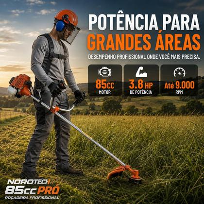 Imagem de Roçadeira A Gasolina 85cc 3.8hp Profissional Multiuso 2 Tempos Com Acessórios