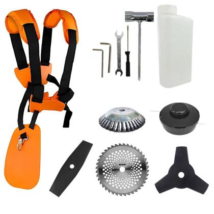 Imagem de Roçadeira Aparador de Grama Vulcan VR520H À Gasolina 52cc 2,5HP 10.000rpm Profissional Multifunções Com Carretel + Lâmina Facão + Lâmina 3 Pontas + Lâmina 40 Dentes de Vídea + Escova de Aço 38 Cerdas