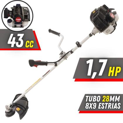 Imagem de Roçadeira Kawashima KW43-LE À Gasolina 43cc 1,7HP 10.000rpm Cortador de Grama 6 Em 1 Com Carretel e Faca 3 Pontas + EXTRA Faca 2 Pontas, Faca 40 Dentes, Faca 80 Dentes e Escova de Aço + ÓLEO STIHL 2T