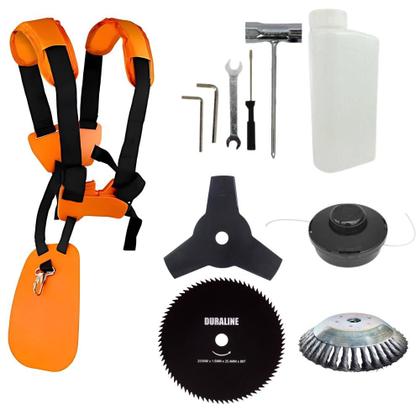 Imagem de Roçadeira Máquina de Corta Grama Multifunções Vulcan VR520H À Gasolina Motor 2T 52cc 2,5HP Alta Performance Com Carretel Nylon e Lâmina 3 Pontas + Kit Extra Lâmina 80 Dentes e Escova de Aço Circular