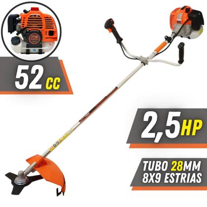 Imagem de Roçadeira Máquina de Corta Grama Multifunções Vulcan VR520H À Gasolina Motor 2T 52cc 2,5HP Alta Performance Com Carretel Nylon e Lâmina 3 Pontas + Kit Extra Lâmina 80 Dentes e Escova de Aço Circular