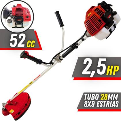 Imagem de Roçadeira Multifuncional Kawashima KW52L À Gasolina 52cc Motor 2 Tempos 2,5HP de Potência 10.000rpm Roçadeira Lateral Completa Com Carretel Nylon + Lâmina 2 Pontas + Lâmina 3 Pontas + Lâmina Circular