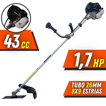 Imagem de Roçadeira Multifunções Anmax CG430-B À Gasolina Motor 2T 43cc 1,7HP de Potência 12.000rpm Completa Com Carretel de Nylon e Lâmina Facão + EXTRA Lâmina 3 Pontas, Lâmina 6 Pontas e Lâmina 80 Dentes