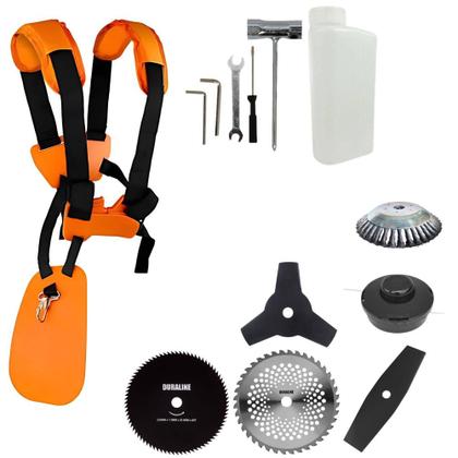 Imagem de Roçadeira Multifunções Profissional À Gasolina Vulcan VR520H 52cc 2,5HP de Potência 10000rpm Completa Com Carretel de Nylon e Faca 3 Pontas + 3 Lâminas EXTRA + Escova de Aço + ÓLEO STIHL 8017 2 TEMPOS