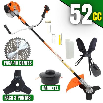 Imagem de Roçadeira Profissional Vulcan VR520H 2T 52CC Guidão bi-partido + Faca Circular Videa NS05 40 Dentes