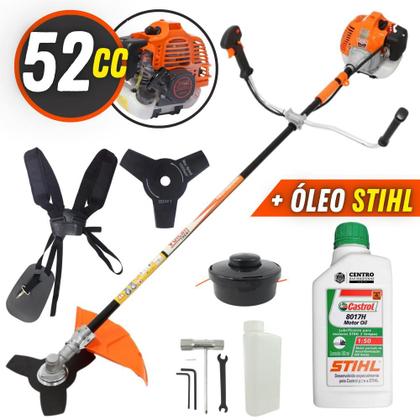 Imagem de Roçadeira Vulcan VR520H á Gasolina 2T 52cc + Óleo 2 Tempos Castrol Stihl 500ml Lubrificante de Motor