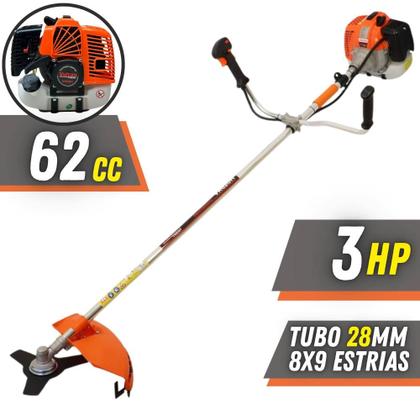 Imagem de Roçadeira Vulcan VR620H À Gasolina Motor 2 Tempos 62cc 3HP 12.500rpm Podador de Grama Profissional Completo 4 Em 1 Com Carretel de Nylon + Lâmina 3 Pontas + Lâmina 80 Dentes + Escova de Aço 38 Cerdas