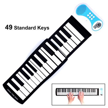 Imagem de Rock and Roll It - Piano. Teclado de piano de brinquedo clássico flexível para crianças. Almofada de piano portátil de silicone para rolo manual de 49 teclas. Flexível e dobrável.