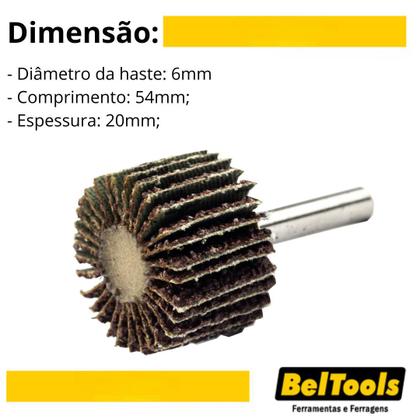 Imagem de Roda de Lixa 30mm x 20mm Com Haste 1/4 Grão 80 Beltools