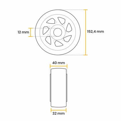 Imagem de Roda de Pvc Preta 150 Mm X 32 Mm Com 2 Rolamentos
