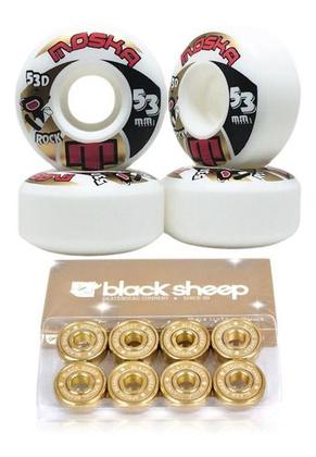 Imagem de Roda Moska Skate 53mm Branca + Rolamento Black Sheep Gringo