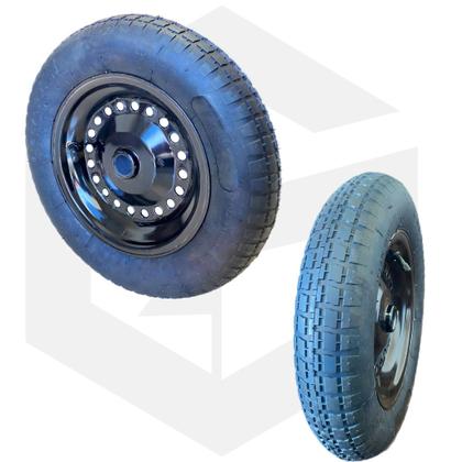 Imagem de Roda Pneu E Câmara Completo para Carrinho De Mão Carriola Reforçado Carrinho de Carga Medida 3,25x8