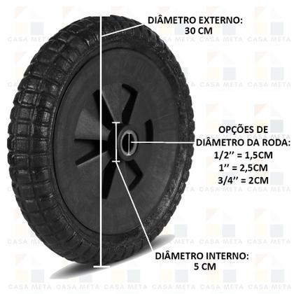 Imagem de Roda/pneu Sem Câmara Para Carrinho De Mão Eixo 1 Resistente