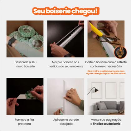 Imagem de Rodameio Boiserie EVA Autocolante 2,3cm Branco Fosco Rm61 10 Metros