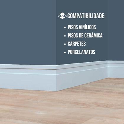 Imagem de Rodapé de Poliestireno Branco Frisado 12cm de altura Formix 3D - 1 Metro