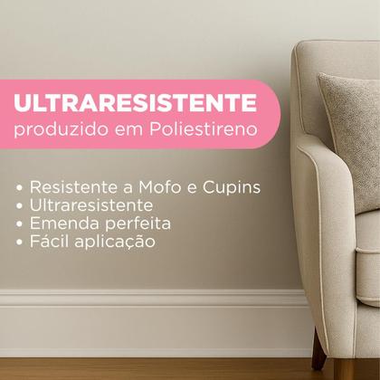 Imagem de Rodapé de Poliestireno Branco Frisado Boiserie Resistente a Umidade 10cm X 100cm