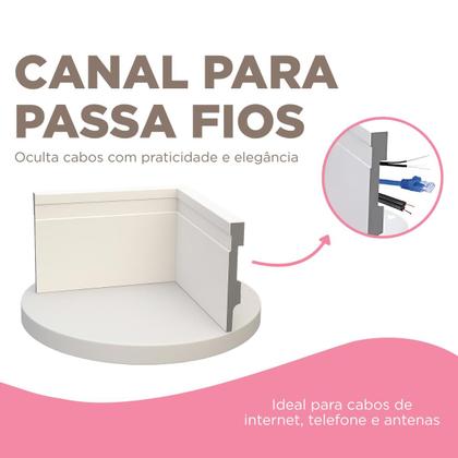 Imagem de Rodapé de Poliestireno Branco Frisado Boiserie Resistente a Umidade 10cm X 100cm