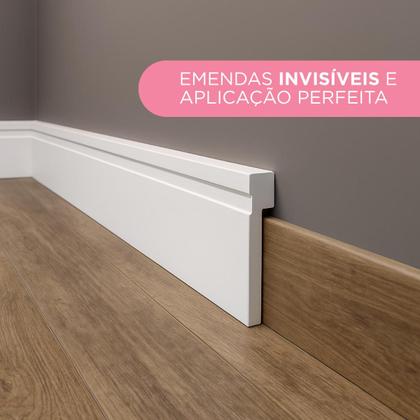 Imagem de Rodapé de Poliestireno Branco Frisado Boiserie Resistente a Umidade 10cm X 100cm