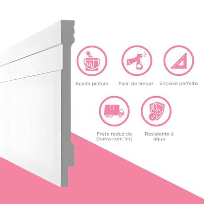 Imagem de Rodapé de Poliestireno Branco Frisado Boiserie Resistente a Umidade 10cm X 100cm