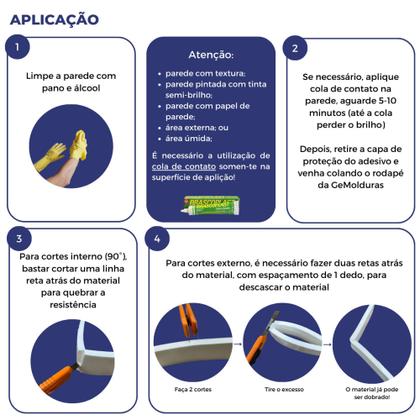 Imagem de Rodapé Eva Autocolante Flexível Cordão 2,5cmx1,5cm 10 Metros