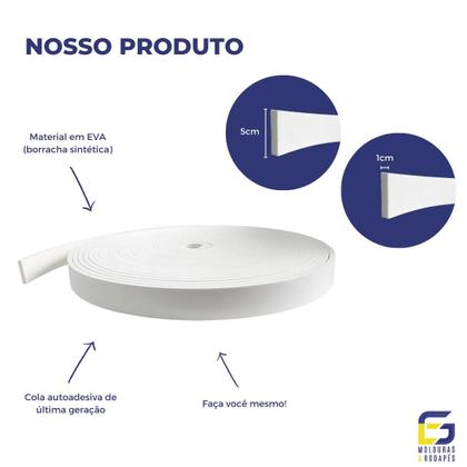 Imagem de Rodapé Eva Autocolante Flexível Liso 5cmx1cm 20 Metros