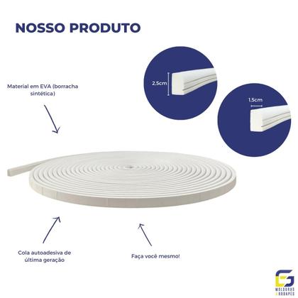 Imagem de Rodapé Eva Autocolante Flexível New Cordão 2,5cmx1,5cm 10 Metros