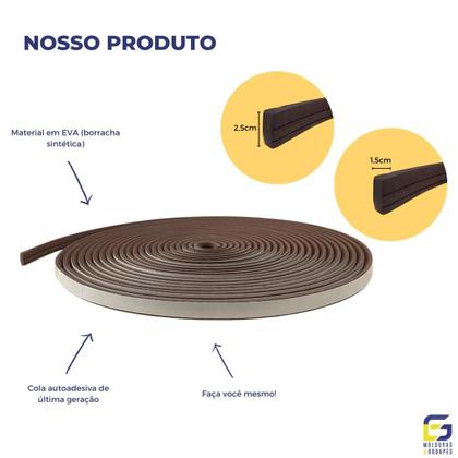 Imagem de Rodapé Eva Autocolante Flexível New Cordão 2,5cmx1,5cm 10 Metros