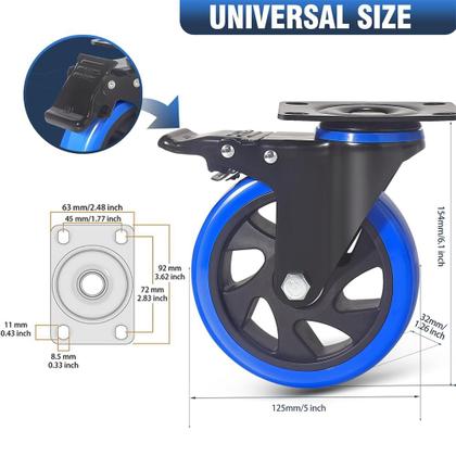 Imagem de Rodas Caster Wheels ENYKE de 5 cm Heavy Duty com freio de 2400 libras, conjunto de 4
