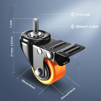 Imagem de Rodas Caster Wheels WOZESEIK Heavy Duty de 5 cm com freio, conjunto de 4