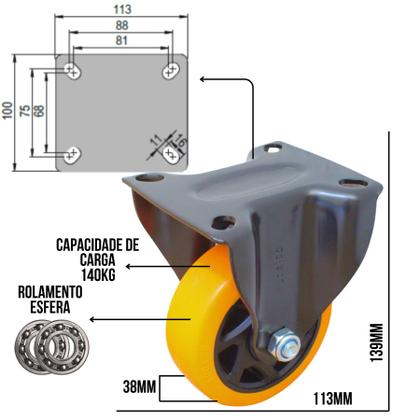 Imagem de Rodizio 4 Polegadas fixo com placa rol. FLPB.414.PU.E
