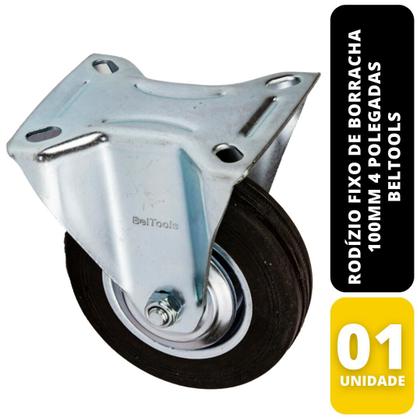Imagem de Rodízio Fixo de Borracha 100mm 4 Polegadas Beltools