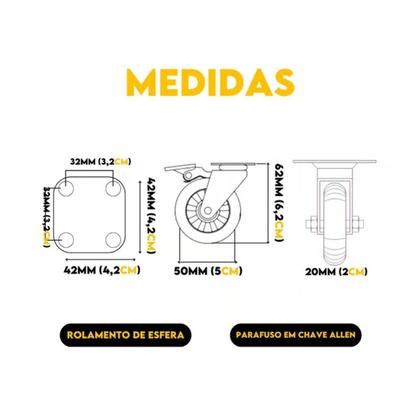 Imagem de Rodizio Giratório Gel Silicone Transparente 50mm Com Trava